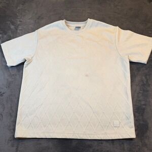 Saints Studio Textured Diamond T Shirt Mens Medium Cream Short Sleeve